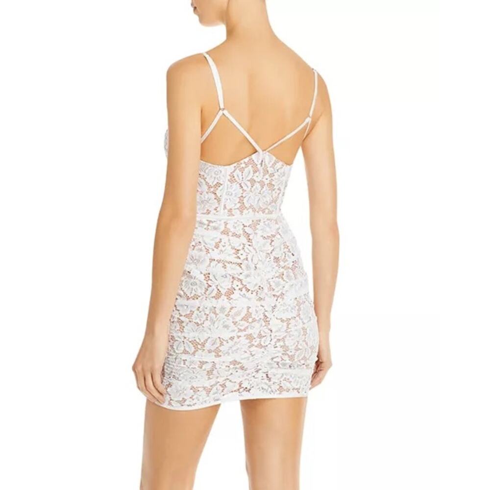 For Love & Lemons Julia Lace White Womens Mini Dress Sz L - Picture 2 of 15